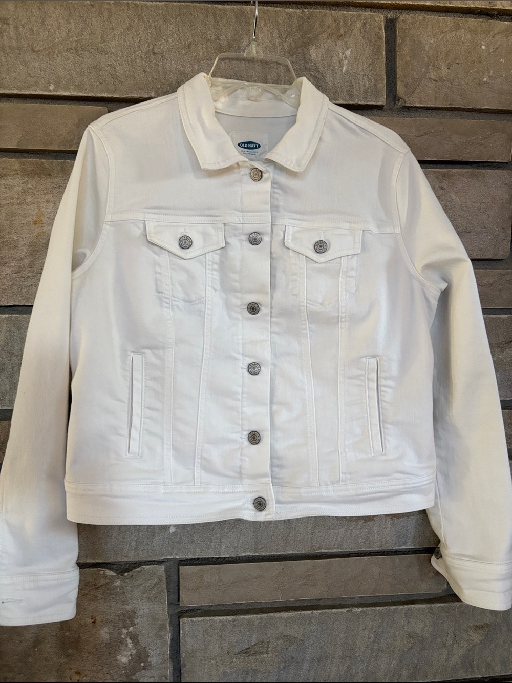 Old Navy White Women's Denim Jacket - Button Front